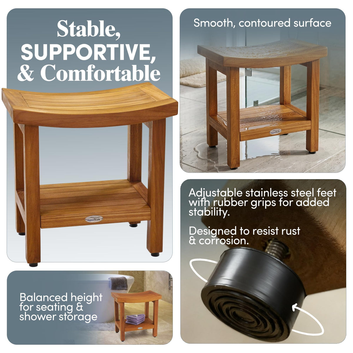 18" Teak Shower Bench K4251