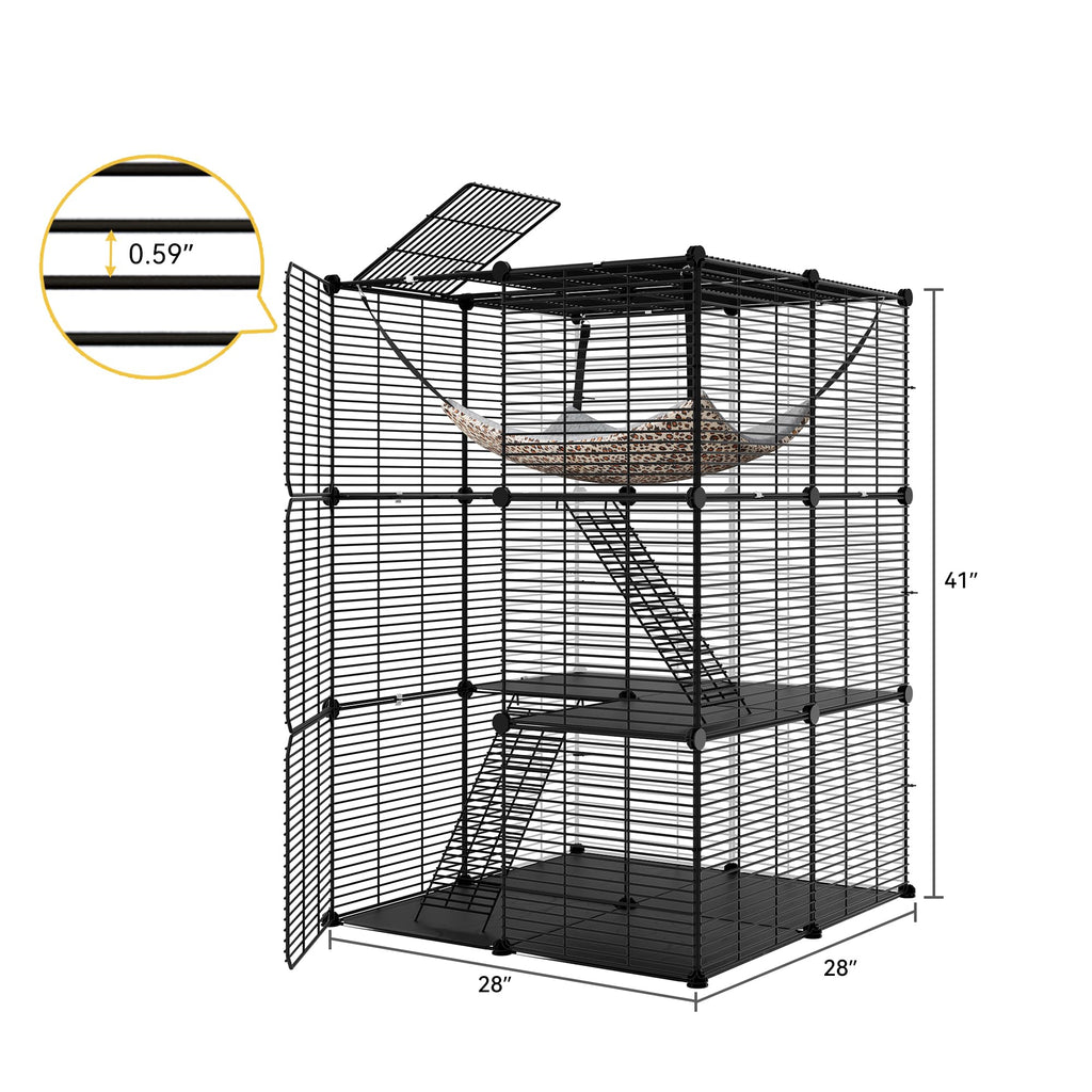 3-Tier Cat Cage Indoor Enclosure with Hammock N17271