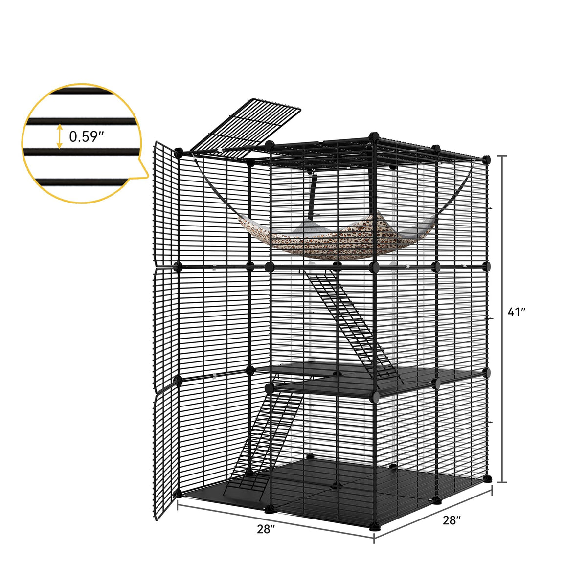 3-Tier Cat Cage Indoor Enclosure with Hammock N17271