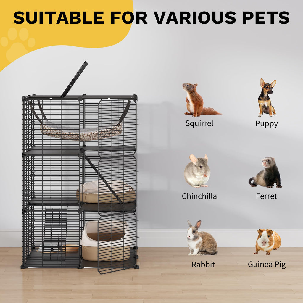 3-Tier Cat Cage Indoor Enclosure with Hammock N17271
