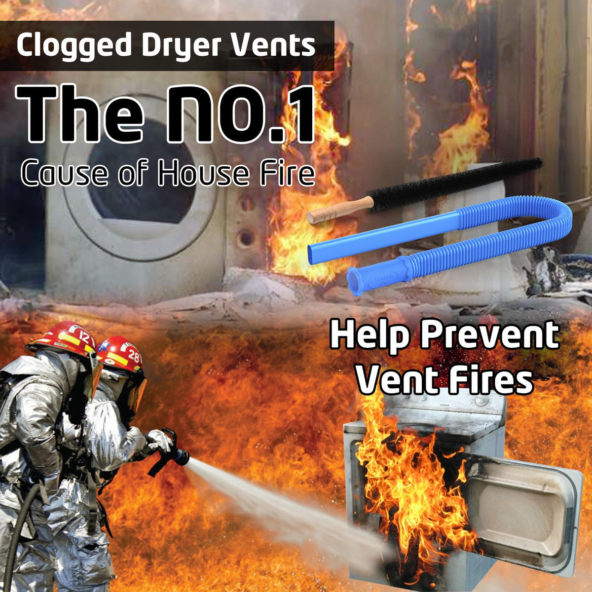 2Pcs Dryer Vent Cleaner Kit Vacuum Hose Attachment & Brush O138217