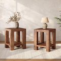 Solid Wood 2-Tier Side Table Set of 2 with Storage Shelves N5734