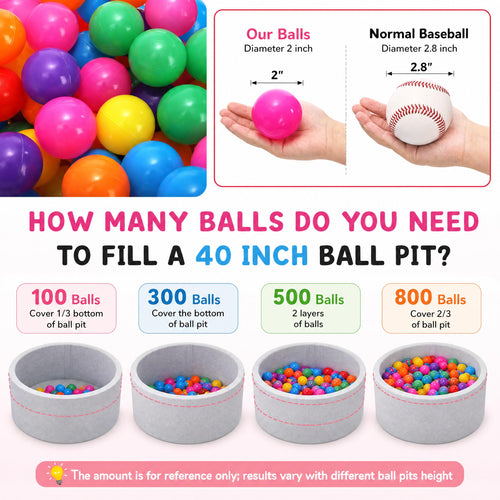 100 Pack 2 Inch Plastic Ball Pit Balls with Storage Bag H798