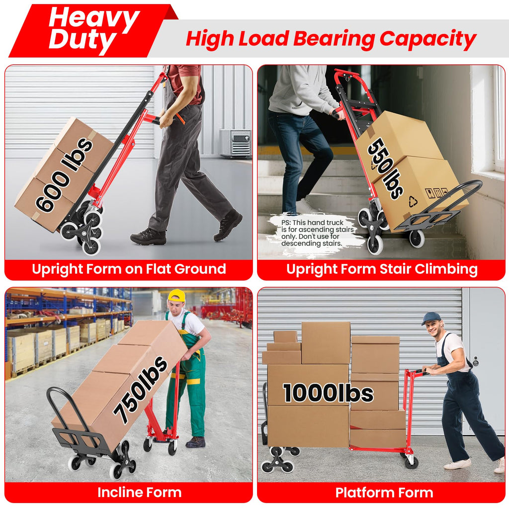 Heavy Duty 1000LBS 3 in 1 Convertible Folding Hand Truck Dolly Cart with Solid Wheels Z323441