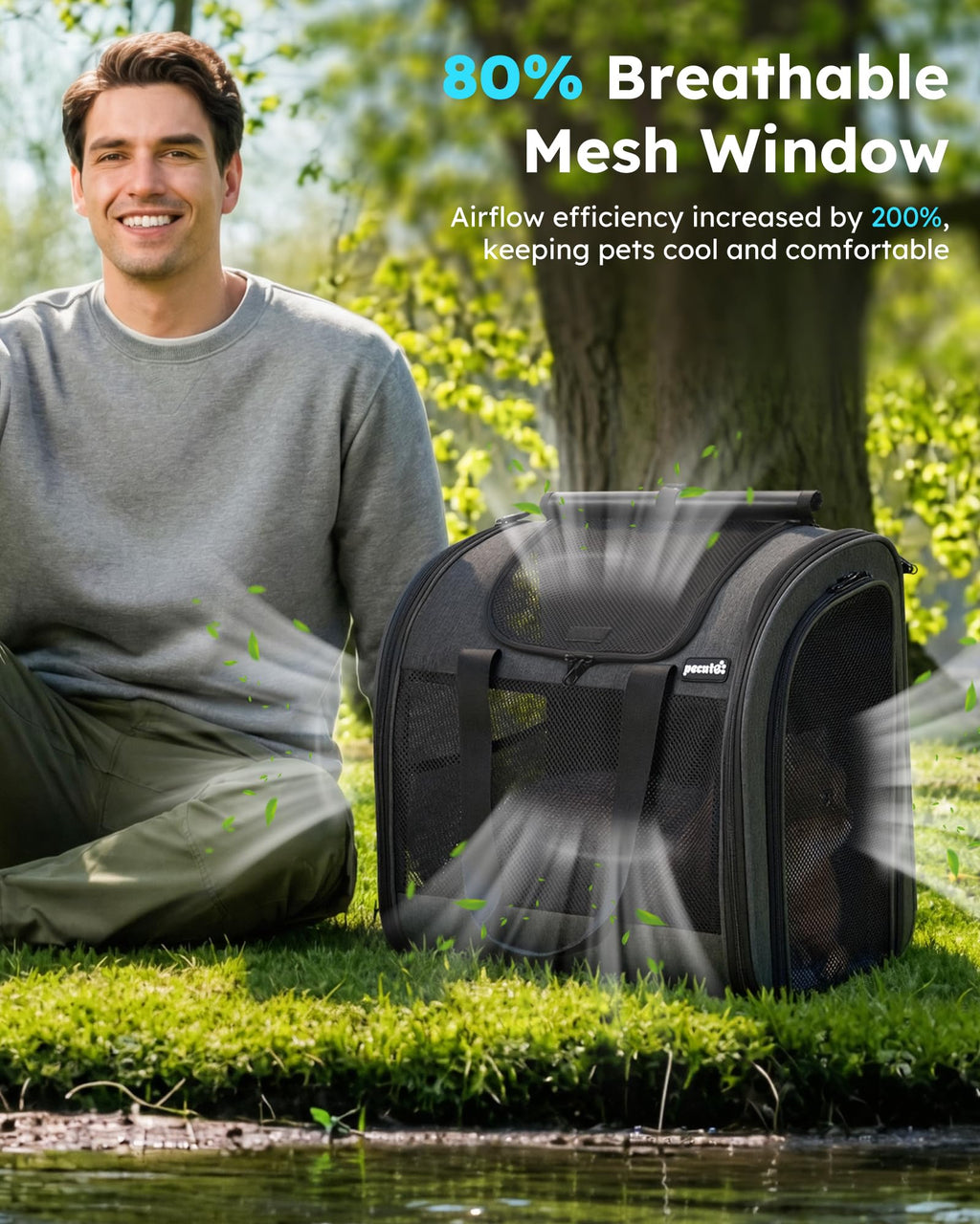 Dark Grey Cat Backpack with Breathable Mesh X21900