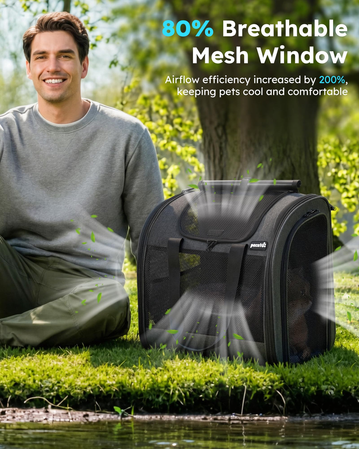 Dark Grey Cat Backpack with Breathable Mesh X21900
