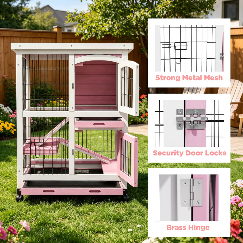 2-Story Wooden Bunny Cage with Removable Tray R266