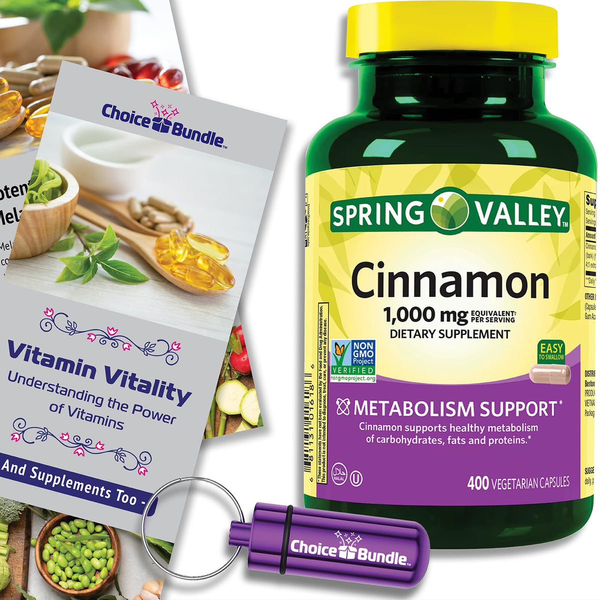 Cinnamon Supplement 1000mg 400 ct Vegetarian Capsules J143