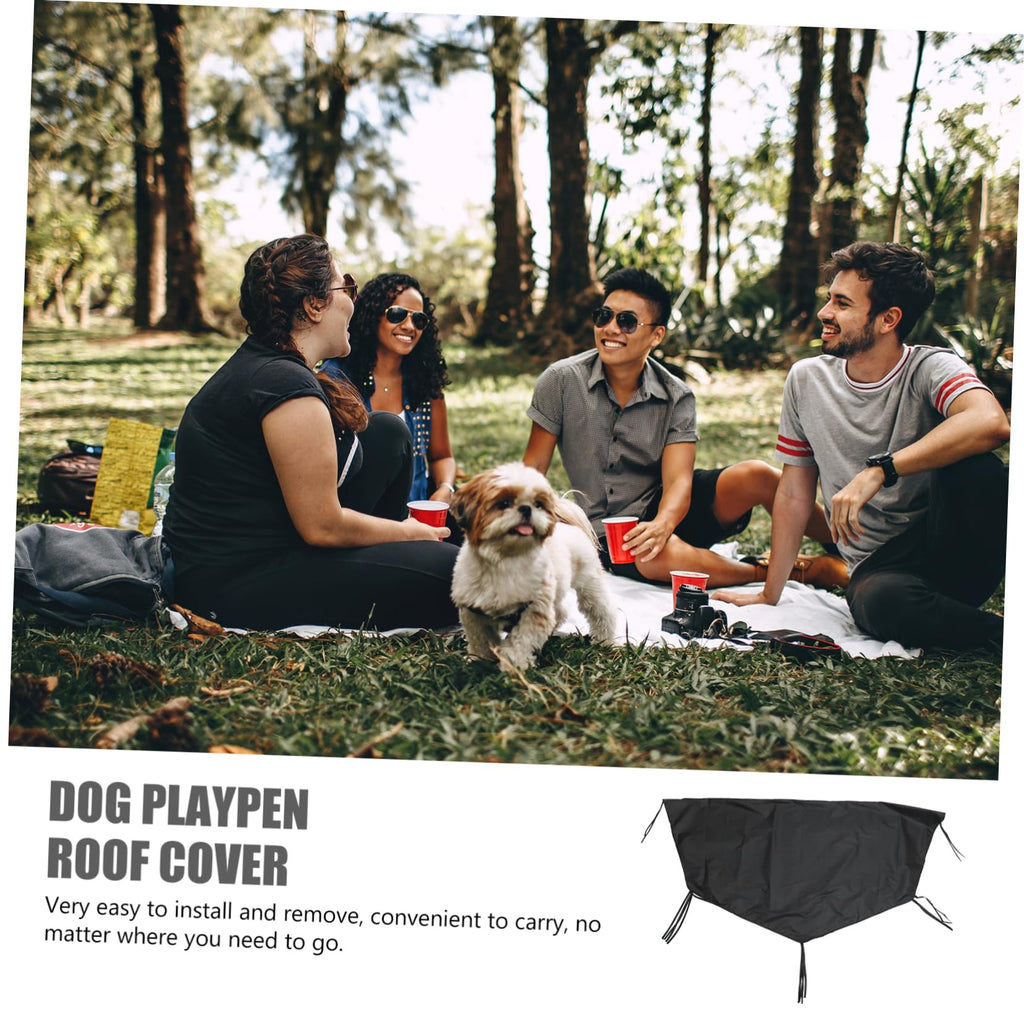 Waterproof Sunproof Dog Playpen Roof Cover 210D Oxford Cloth Black Y63116