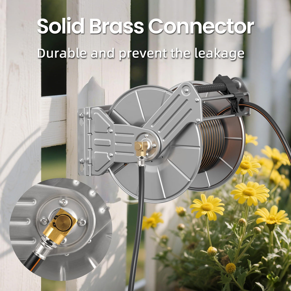 Wall Mounted Stainless Steel Garden Hose Reel V5300