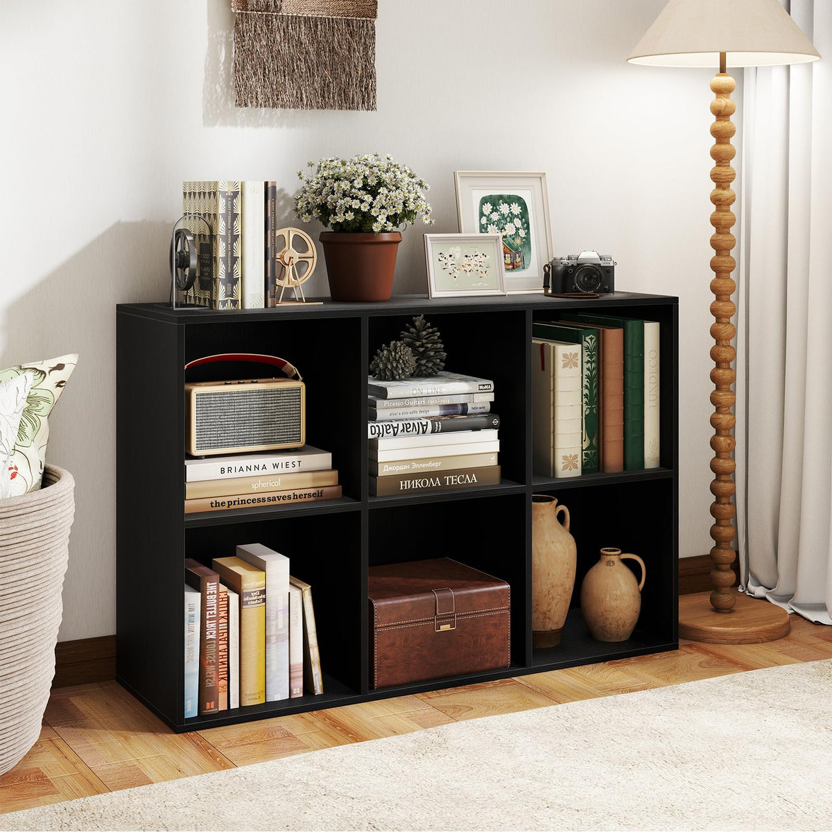 Black 6-Cube 3-Tier Bookcase X94125