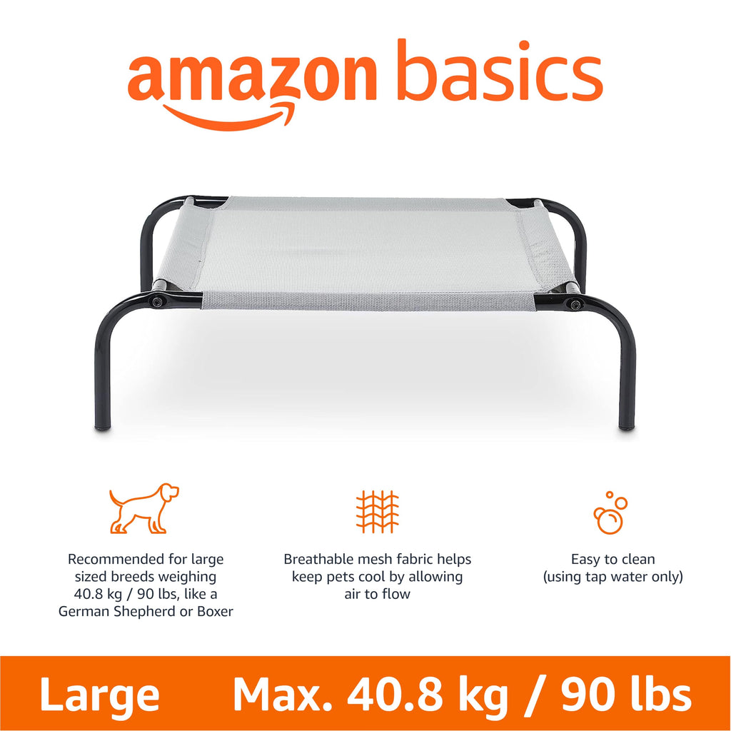 Elevated Dog Bed with Metal Frame, Grey V286946