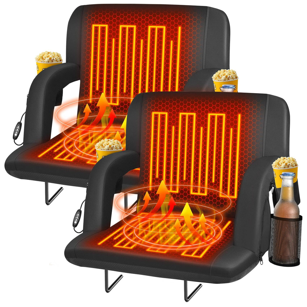 23" Heated Stadium Seats with Back Support, 2.5" Thick Cushion, 2PC J1987