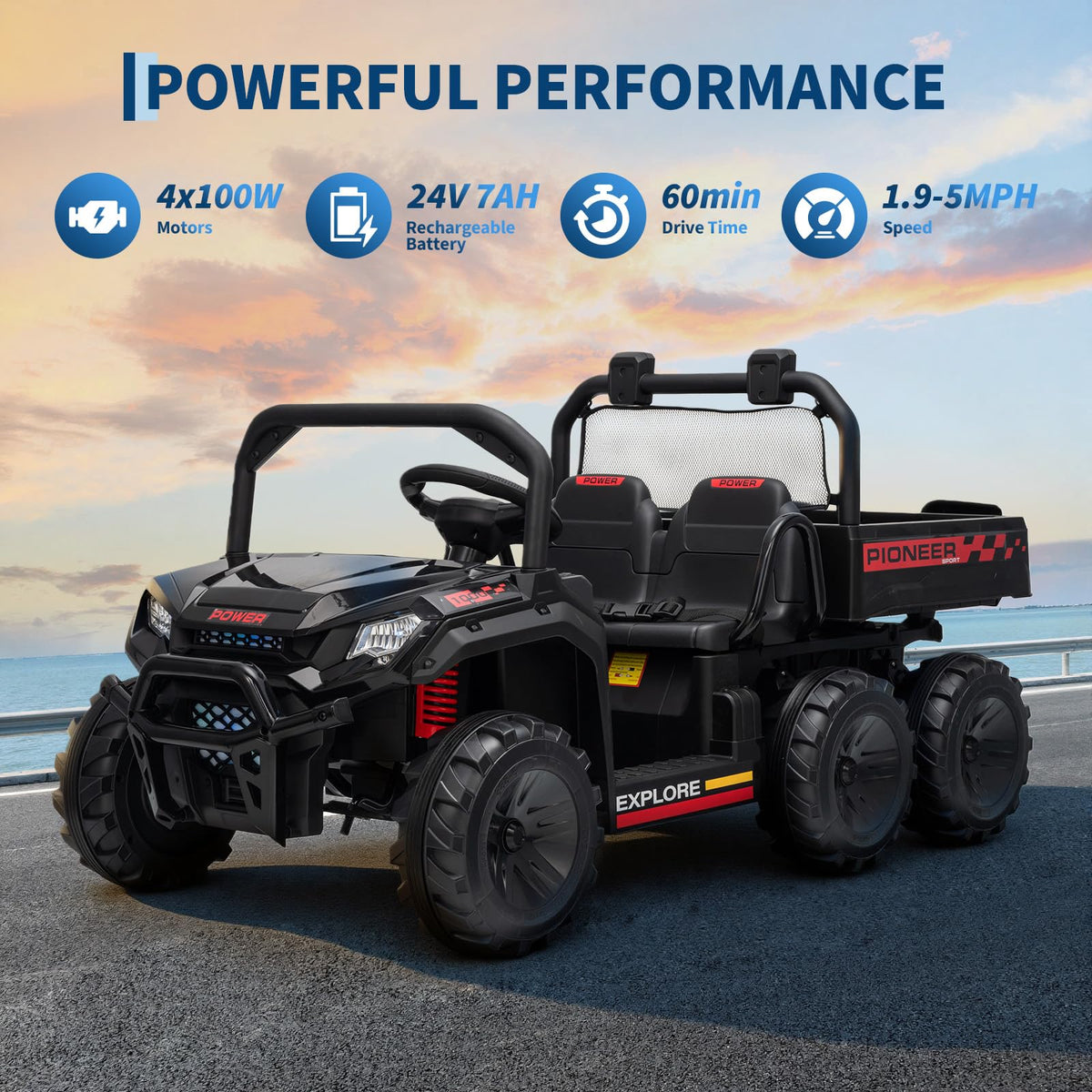 24V 2 Seater 4WD Ride on Dump Truck M447