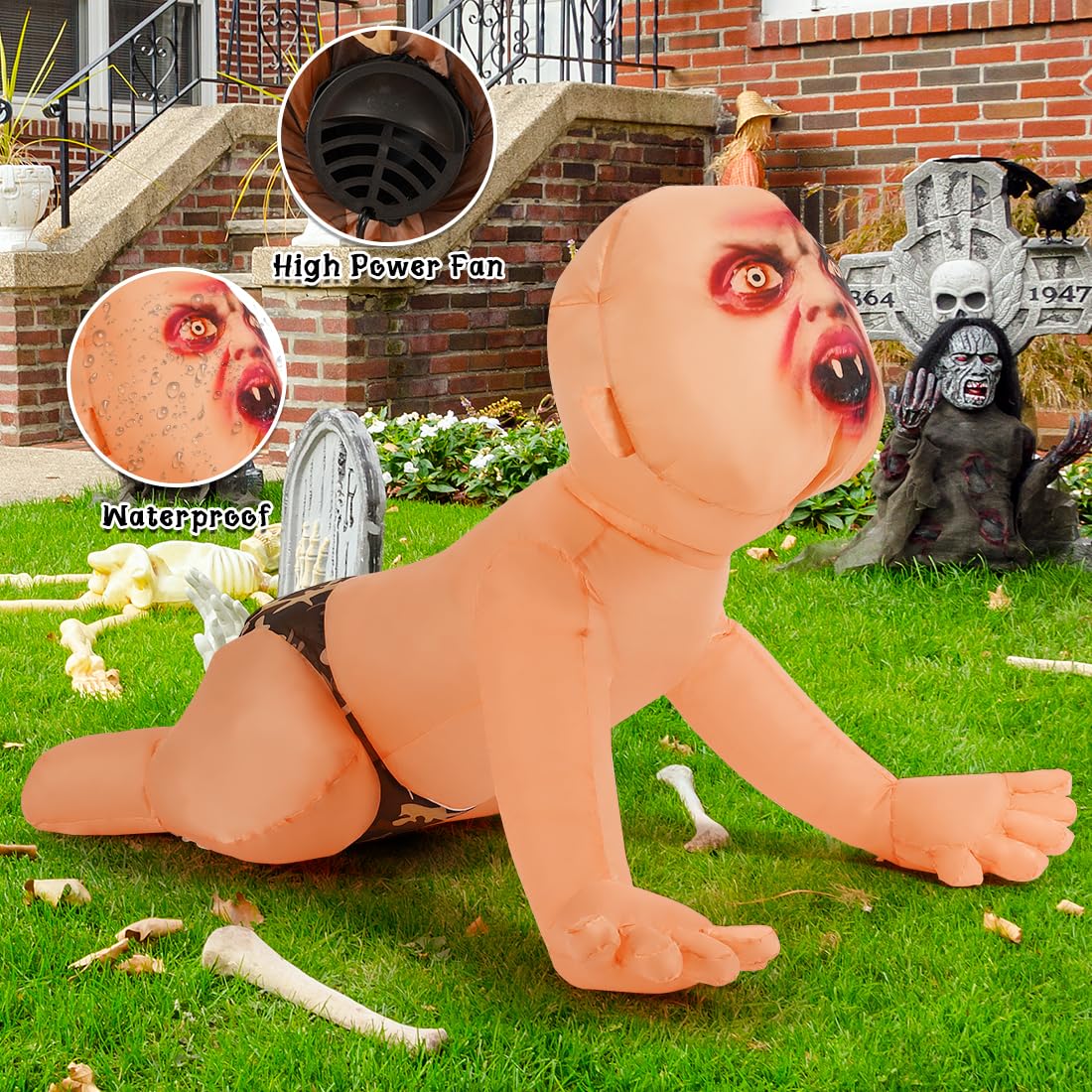 4 FT Inflatable Zombie with Built-in LEDs S2677