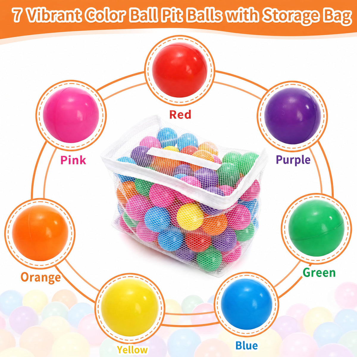 100 Pack 2 Inch Plastic Ball Pit Balls with Storage Bag H798