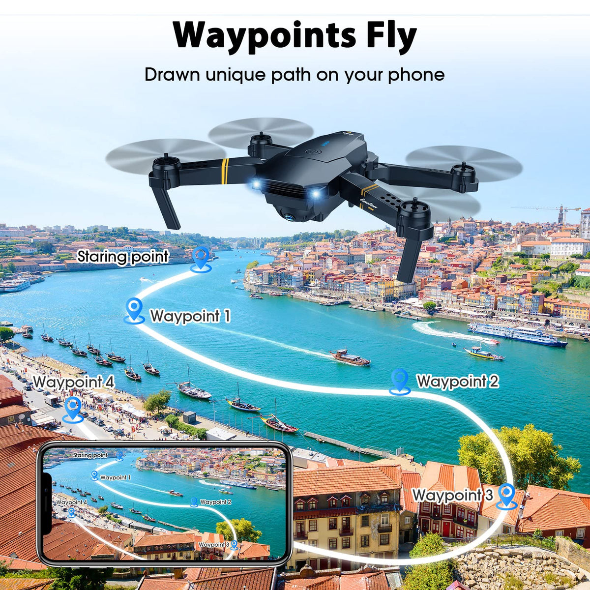 Foldable RC Quadcopter Drone with 1080P Camera E369