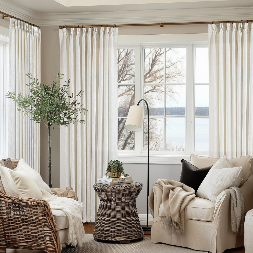 Natural Extra Wide Pinch Pleat 102 Inch Curtains T583