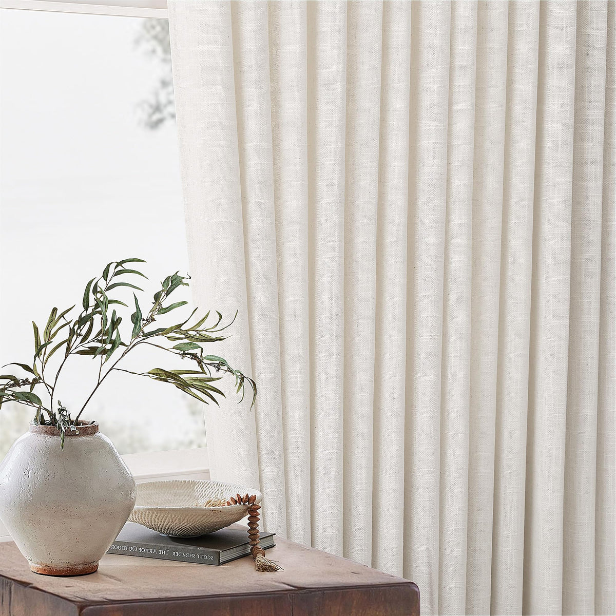 Natural Extra Wide Pinch Pleat 102 Inch Curtains T583