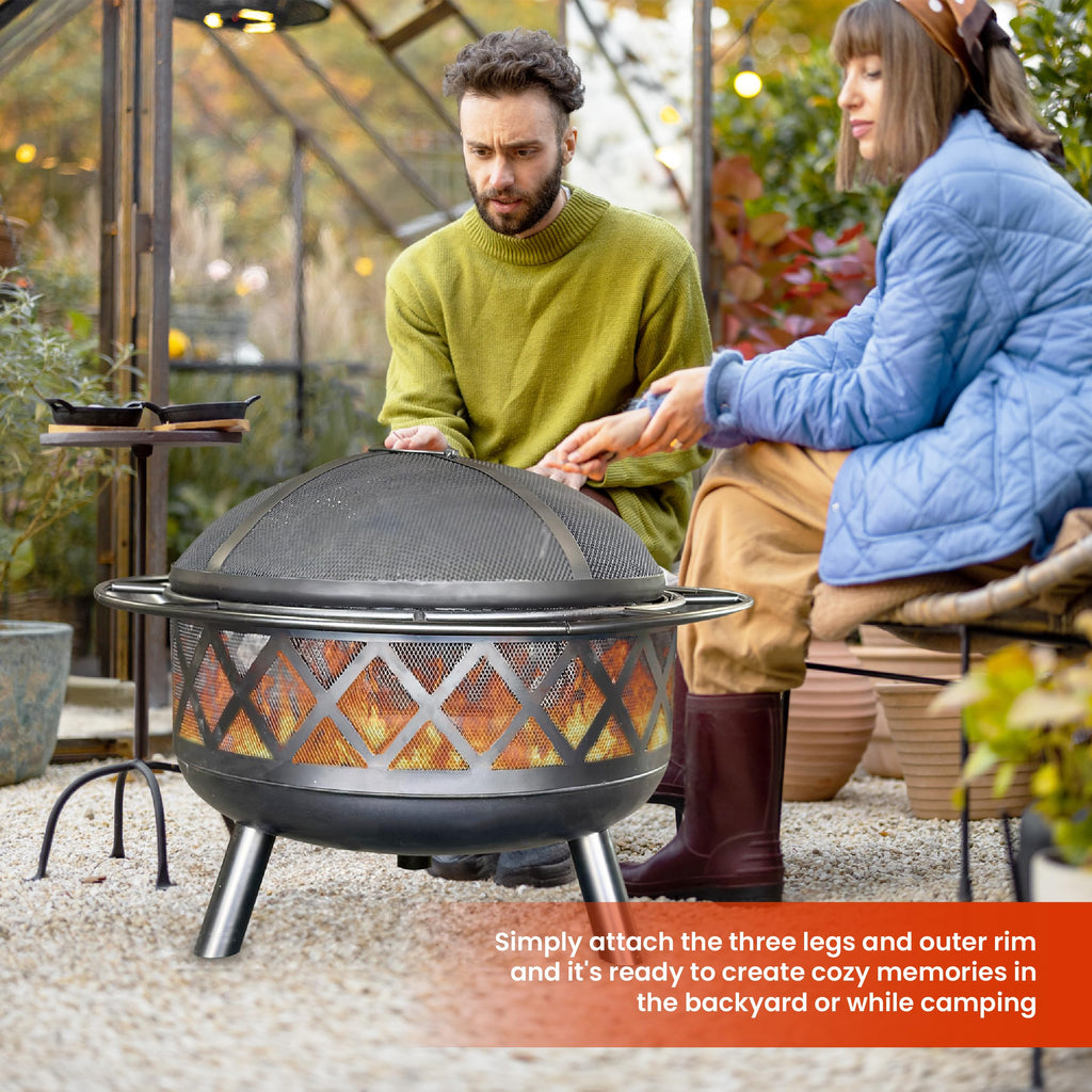 30" Wood Burning Fire Pit with Spark Screen T5450