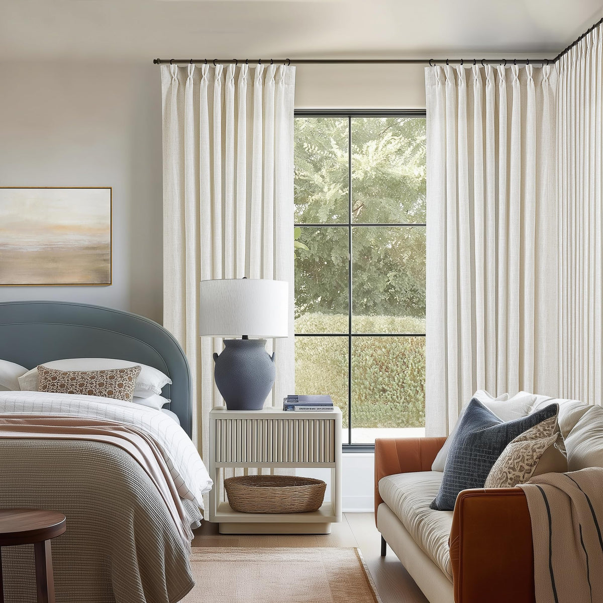 Natural Extra Wide Pinch Pleat 102 Inch Curtains T583