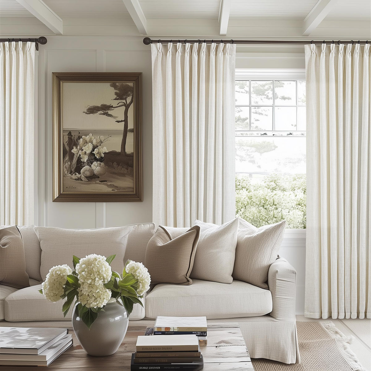 Natural Extra Wide Pinch Pleat 102 Inch Curtains T583