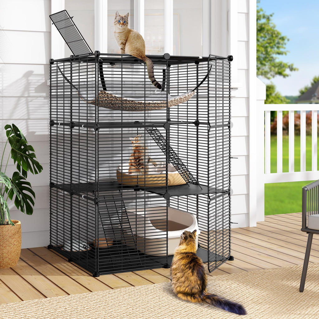 3-Tier Cat Cage Indoor Enclosure with Hammock N17271