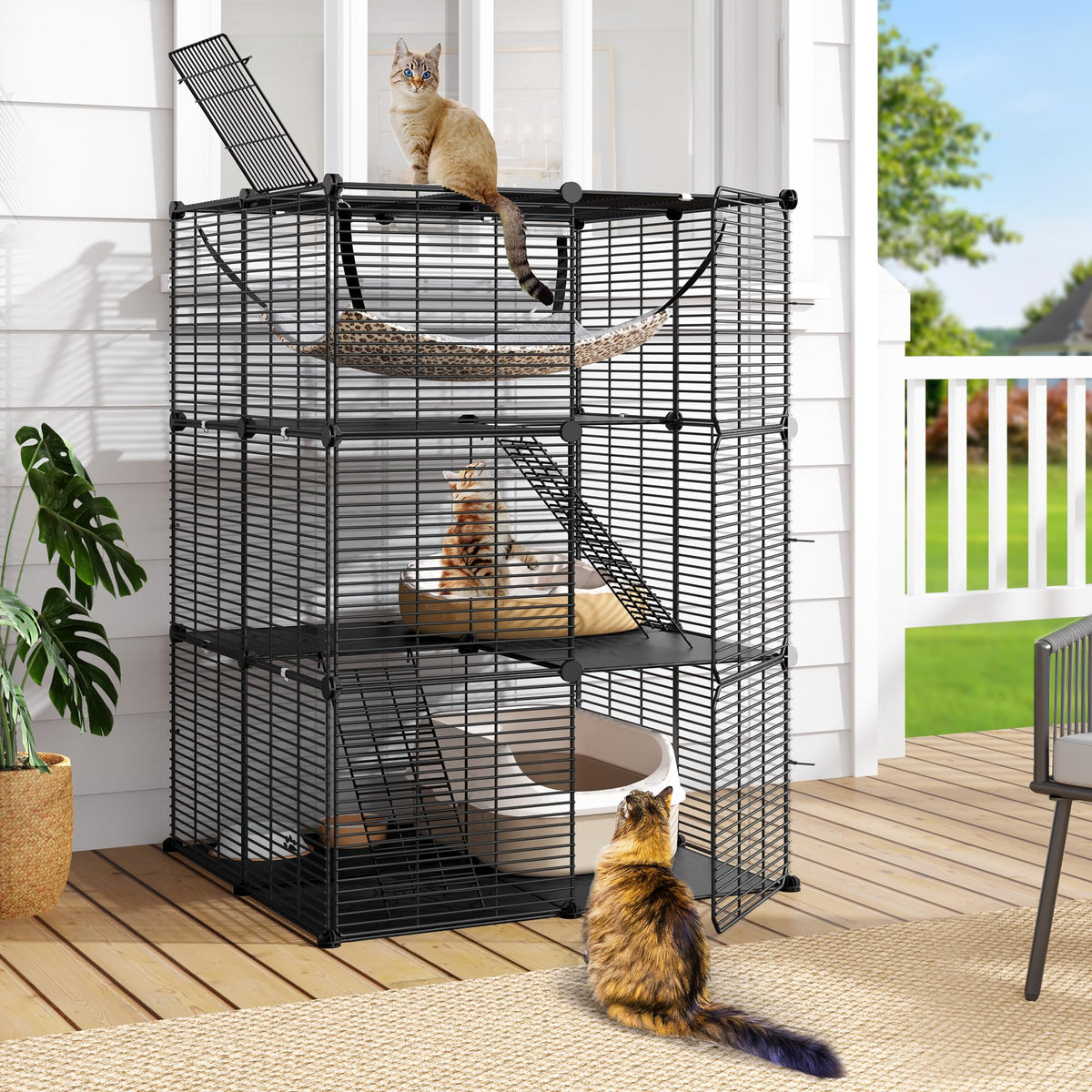 3-Tier Cat Cage Indoor Enclosure with Hammock N17271
