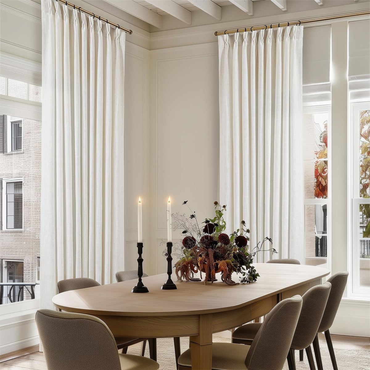 Natural Extra Wide Pinch Pleat 102 Inch Curtains T583