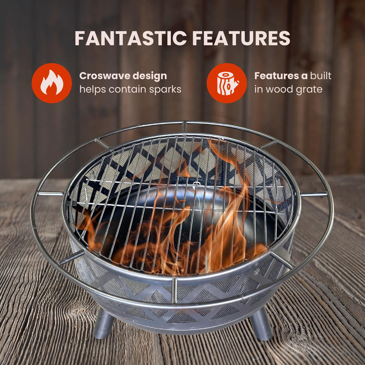 30" Wood Burning Fire Pit with Spark Screen T5450