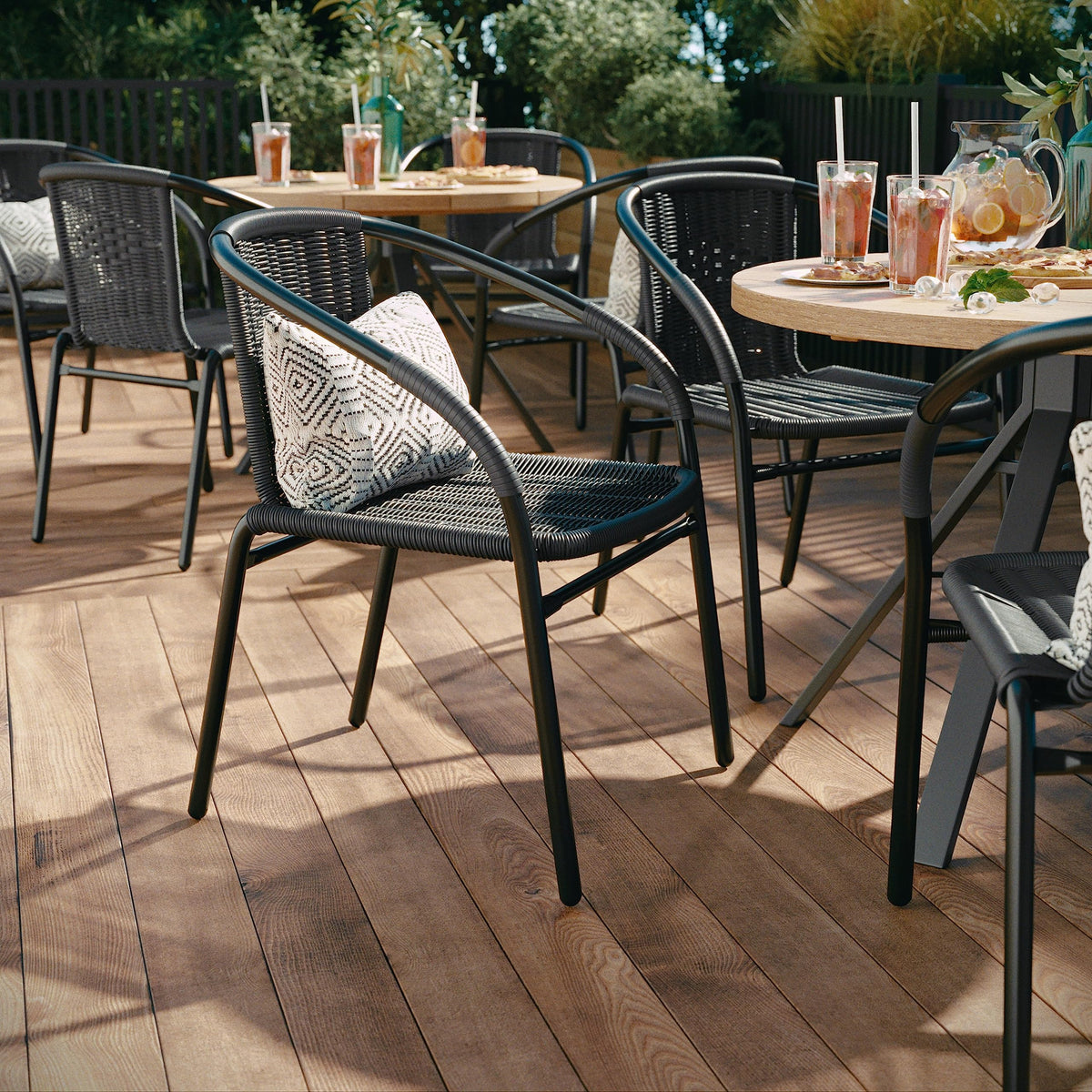 Gray PE Rattan Stackable Patio Dining Chair 4-Pack W417